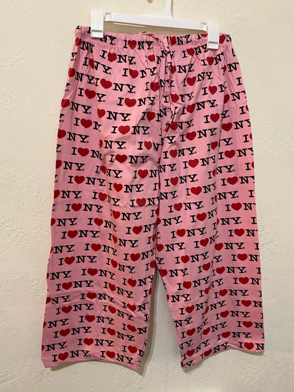 I ❤️ NY Capri Pajama Pants Pink Licensed Sleepwear Size L NWT